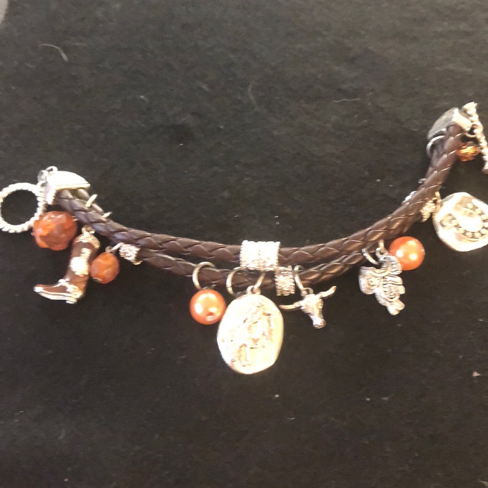 “Leather “ Western Charm bracelet.
